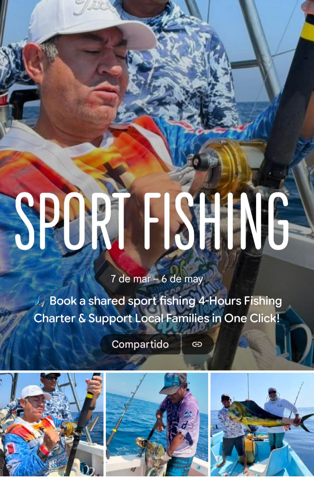Pesca deportiva tour colectivo max 4 personas. 5 horas